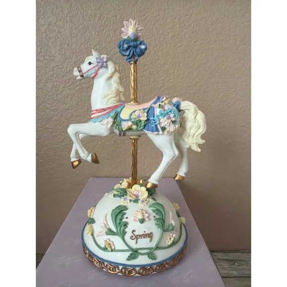 San Francisco Music Box Spring Horse Carousel Plays Younger Than Springtime NIB - Picture 8 of 17